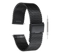 sourcing map Stainless Steel Mesh Watch Band 24mm Quick Release Adjustable Metal Replacement Watch Strap for Men Women, Black