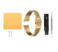 sourcing map Stainless Steel Mesh Watch Band 24mm Quick Release Universal Metal Watch Strap Double-Lock Deployment Clasp Replacement Bands for Men Women, Gold Tone
