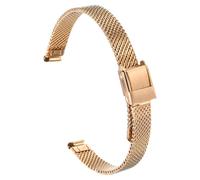 sourcing map Stainless Steel Mesh Watch Band 8mm Quick Release Adjustable Metal Replacement Watch Strap for Women, Rose Gold