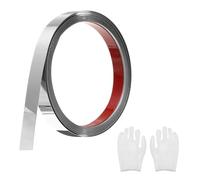 sourcing map Stainless Steel Molding Trim Self Adhesive, Mirrored Silver Peel and Stick Wall Molding Trim with Glove, Decorative Trim for Wall Mirror, 0.6"x 9.8Ft