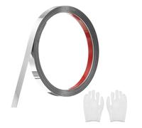 sourcing map Stainless Steel Molding Trim Self Adhesive, Mirrored Silver Peel and Stick Wall Molding Trim with Glove, Decorative Trim for Wall Mirror, 0.4"x 9.8Ft