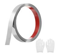 sourcing map Stainless Steel Molding Trim Self Adhesive, Mirrored Silver Peel and Stick Wall Molding Trim with Glove, Decorative Trim for Wall Mirror, 0.78"x 9.8Ft