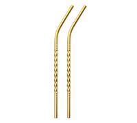 sourcing map Stainless Steel Reusable Metal Straws, 2Pcs 8.27" Long x 0.24" Wide Metal Drinking Straws for Frozen Cold Drink, Milkshake, Tea (Bent, Gold)