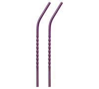 sourcing map Stainless Steel Reusable Metal Straws, 2Pcs 8.27" Long x 0.24" Wide Metal Drinking Straws for Frozen Cold Drink, Milkshake, Tea (Bent, Purple)