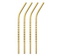 sourcing map Stainless Steel Reusable Metal Straws, 4Pcs 8.27" Long x 0.24" Wide Metal Drinking Straws for Frozen Cold Drink, Milkshake, Tea (Bent, Gold)