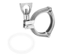 sourcing map Stainless Steel Single Pin Tri Pipe Clamp 2-1/2" (64mm) Sanitary Clamp with Wing Nut Fitting Connection with Silicone Gasket for Food Beverage Cosmetics Factory Pipes
