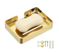sourcing map Stainless Steel Soap Dish, 13.4 x 9.6cm Wall Mounted Bar Soap Holder Shower Sponge Holder for Bathroom, Kitchen(Gold)