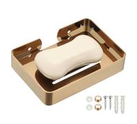 sourcing map Stainless Steel Soap Dish, 13.4 x 9.6cm Wall Mounted Bar Soap Holder Shower Sponge Holder for Bathroom, Kitchen(Rose Gold)