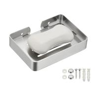 sourcing map Stainless Steel Soap Dish,13.4 x 9.6cm Wall Mounted Bar Soap Holder Shower Sponge Holder for Bathroom, Kitchen(Brushed Silver)