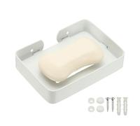 sourcing map Stainless Steel Soap Dish, 13.4 x 9.6cm Wall Mounted Bar Soap Holder Shower Sponge Holder for Bathroom, Kitchen(White)