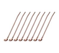 sourcing map Stainless Steel Spoon Straws, 16Pcs 8.6" Reusable Metal Long Handle Drinking Straws Spoon for Milkshake Drinks Cocktail, Rose Gold
