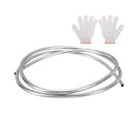 sourcing map Stainless Steel Tubing Coil, 3/8" OD x 6.56 ft Industrial 304 Stainless Steel Welded Tubing with Gloves, Silver Tone 0.04" Thickness