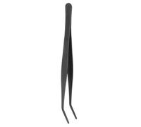 sourcing map Stainless Steel Tweezers 4.9 Inch Precision Tweezers with Curved Serrated Tip Multi-Purpose Kitchen Tongs for Cooking Gardening Repairing Craft, Black