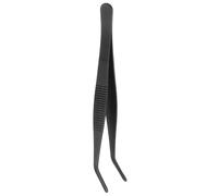 sourcing map Stainless Steel Tweezers 5.5 Inch Precision Tweezers with Curved Serrated Tip Multi-Purpose Kitchen Tongs for Cooking Gardening Repairing Craft, Black
