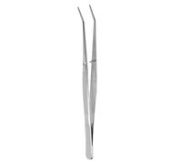 sourcing map Stainless Steel Tweezers 6.1 Inch Long Handle Curved Serrated Tip Tweezers Multi Purpose for Craft Gardening Industrial Work Laboratory Use Cooking, Silver