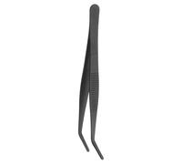 sourcing map Stainless Steel Tweezers 6.3 Inch Precision Tweezers with Curved Serrated Tip Multi-Purpose Kitchen Tongs for Cooking Gardening Repairing Craft, Black