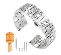 sourcing map Stainless Steel Watch Band 12mm Quick Release Metal Polished Watchband Replacement Butterfly Clasp Watch Strap with Removal Tool for Men Women, Silver Tone