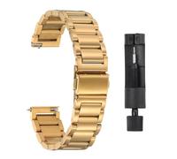 sourcing map Stainless Steel Watch Bands 22mm Metal Plating Butterfly Clasp Quick Release Solid Steel Chain Strip Watchband Replacement with Adapter Fits Smart Watch for Men Women, Gold Tone