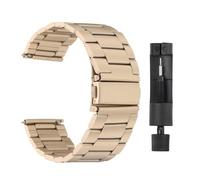 sourcing map Stainless Steel Watch Bands 22mm Metal Plating Butterfly Clasp Quick Release Solid Steel Chain Strip Watchband with Adapter Fits Smart Watch for Men Women, Vintage Gold