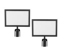 sourcing map Stanchion Sign Holder, 8.7x12.6 Inch Stanchion Top Sign Frame Horizontal Double Sided Poster Display for Crowd Control Queue Barriers Black Pack of 2