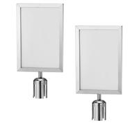sourcing map Stanchion Sign Holder, 8.7x12.6 Inch Stanchion Top Sign Frame Portrait Double Sided Poster Display for Crowd Control Queue Barrier Silver Pack of 2