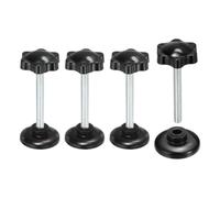 sourcing map Star Clamping Knob M6x50mm Thumb Screw 31mm Black 4Pcs | Hand Tightening Adjustable Threaded Fastener with Pressure Plate for Machinery Furniture Equipment DIY Repairs