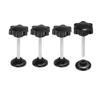 sourcing map Star Clamping Knob M6x50mm Thumb Screw 38mm Black 4Pcs | Hand Tightening Adjustable Threaded Fastener with Pressure Plate for Machinery Furniture Equipment DIY Repairs