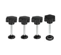 sourcing map Star Clamping Knob M8x50mm Thumb Screw 48mm Black 4Pcs | Hand Tightening Adjustable Threaded Fastener with Pressure Plate for Machinery Furniture Equipment DIY Repairs