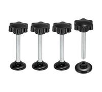 sourcing map Star Clamping Knob M8x60mm Thumb Screw 38mm Black 4Pcs | Hand Tightening Adjustable Threaded Fastener with Pressure Plate for Machinery Furniture Equipment DIY Repairs