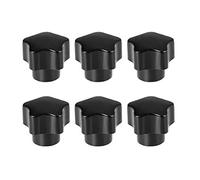 sourcing map Star Knob Grip Handle M5 Diameter Brass Insert Female Thread Set of 6 Black