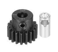 sourcing map Steel 32P Gear Set with Gear Adapter 18T 5mm Shaft Motor Gears for RC Vehicles Truck Drift Car Part, Black