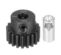 sourcing map Steel 32P Gear Set with Gear Adapter 19T 5mm Shaft Motor Gears for RC Vehicles Truck Drift Car Part, Black