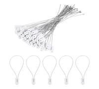sourcing map Steel Security Cable Seals 11.8 Inch Disposable Numbered Tags Anti Tamper Seal Self Locking for Truck Trailers Container Shipping White, Pack of 100