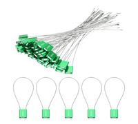 sourcing map Steel Security Cable Seals 13 Inch Disposable Numbered Tags Tamper Proof Seal Self Locking for Truck Trailers Container Shipping Green, Pack of 100