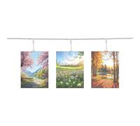 sourcing map Steel Wall Hanging Photo Display Cable Wire Rod with 12 Round Clips, 5Ft Hanging Picture Frames Collage Wall Decor for Hanging Photos Notes Postcard Art Silver