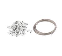 sourcing map Steel Wire Cable Rope 10M Length with 1mm Diameter Aluminum Crimping Loop Sleeve for Lifting 1 Set