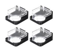 sourcing map Stop Button Cover, 1.5"x1.7"x0.6" Round Transparent Push Button Switch Cover with Adhesive Black Base for Push Button 4pcs