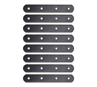 sourcing map Straight Bracket Stainless Steel 128x20mm Flat Brace Corner Fastener with Screws for Flat Straight Corner Brace Support Brackets Black Color 8 Pcs