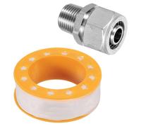 sourcing map Straight Fitting for 1/2 Inch Rapid Air Tubing with 3/8 Inch Male NPT Thread, Brass-Nickel Plated Adapter Fittings for Garage Compressed Air Line Piping System Kit, Silver