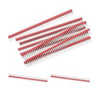 sourcing map Straight Male Pin Header DIP Double Row 40 Pin 2.54mm Pitch Copper for PCB Pack of 10,Red