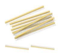 sourcing map Straight Male Pin Header DIP Double Row 40 Pin 2.54mm Pitch Copper for PCB Pack of 10,Yellow