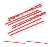 sourcing map Straight Male Pin Header DIP Single Row 40 Pin 2.54mm Pitch Copper Plated for PCB Pack of 10,Red