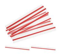 sourcing map Straight Pin Header DIP Single Row 40 Pin 2.54mm Pitch Copper for PCB Pack of 10,Red