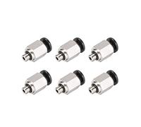 sourcing map Straight Pneumatic Push to Quick Connect Fittings M5 Male X 4mm Tube OD Silver Tone 6pcs