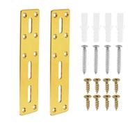 sourcing map Straight Steel Flat Plate, 2Pcs 177x40mm - Heavy Duty Mending Plate with Holes, Metal Reinforcement Mounting Plate Joining Bracket with Screws for Repair Framing Gazebo (Gold)