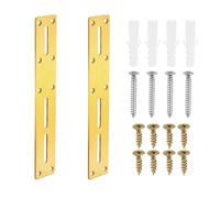 sourcing map Straight Steel Flat Plate, 2Pcs 267x45mm - Heavy Duty Mending Plate with Holes, Metal Reinforcement Mounting Plate Joining Bracket with Screws for Repair Framing Gazebo (Gold)