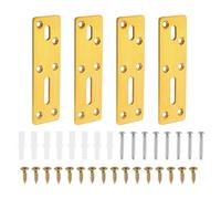 sourcing map Straight Steel Flat Plate, 4Pcs 117x35mm - Heavy Duty Mending Plate with Holes, Metal Reinforcement Mounting Plate Joining Bracket with Screws for Repair Framing Gazebo (Gold)