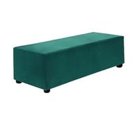 sourcing map Stretch Foot Stool Cover Rectangular Square Foot Stool Slipcover with Elastic for Footstool Living Room Bedroom Fit Length 101-127cm / 39.76"-50", L-Large, Dark Green