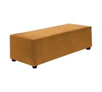 sourcing map Stretch Foot Stool Cover Rectangular Square Foot Stool Slipcover with Elastic for Footstool Living Room Bedroom Fit Length 101-127cm / 39.76"-50", L-Large, Camel