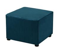 sourcing map Stretch Foot Stool Cover Square Footrest Slipcover with Elastic Footstool Protector for Living Room Bedroom Fit Length 68.6-81.3cm/27-32inch, Peacock Blue